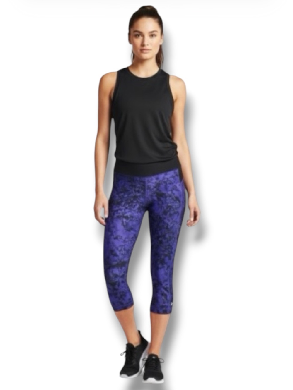 Under Armour Heat Gear Capris Purple & Black Print Activewear Women’s Size S